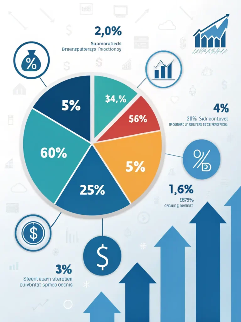 Pie chart showing profit split percentages and asset distribution across different prop trading firms
