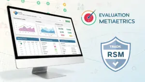 Computer screen showing prop firm evaluation rules and metrics